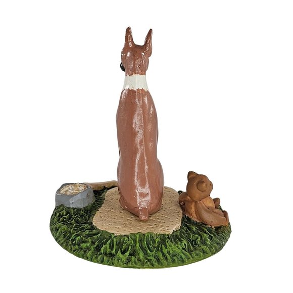 Boxer Dog Sitting Figurine Teddy Bear Ball Bone Bowl - Picture 5 of 9